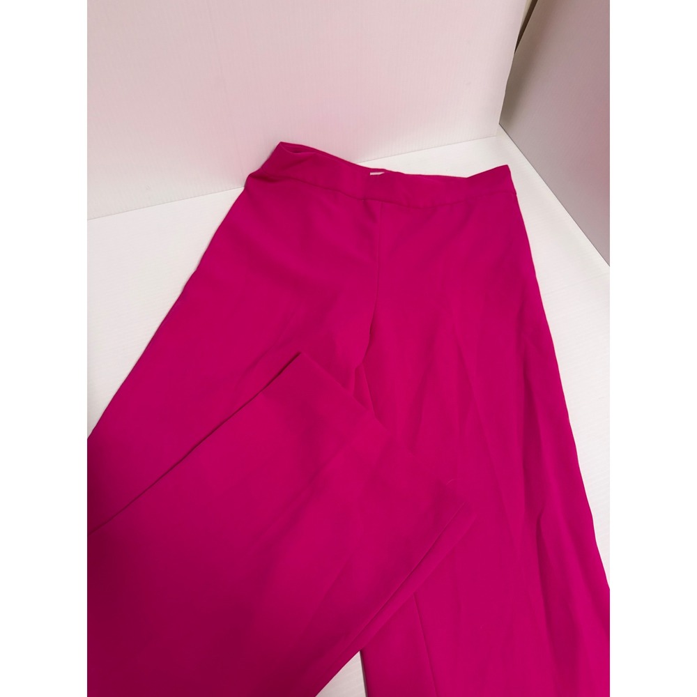 Zara Womens Fuchsia Pink High Waisted Wide Leg Trousers Dress Pants Size M